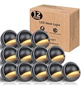 12 Pack Low Voltage LED Deck Lights, 2.5W 180lm Landscape Step Stair Railing Light IP67 Waterproo...