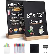 SELEAD Small Chalkboard Words Sign - 2 Pack 8x12 Inch Tabletop Decorative Chalk Board with Wooden...