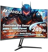 SANSUI 24 Inch Curved 240Hz Gaming Monitor FHD 1080P, 1500R Curve Computer Monitor, 124%sRGB, 300...