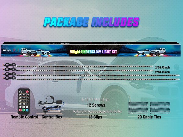 4Pcs Aluminum Underglow Neon Accent Strip Lights 396 LEDs Dream Color