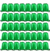 KUUQA 40Pcs Green Drawstring Backpack Bag Bulk Sack Drawstring Bags Bulk String Bags Storage Bags...