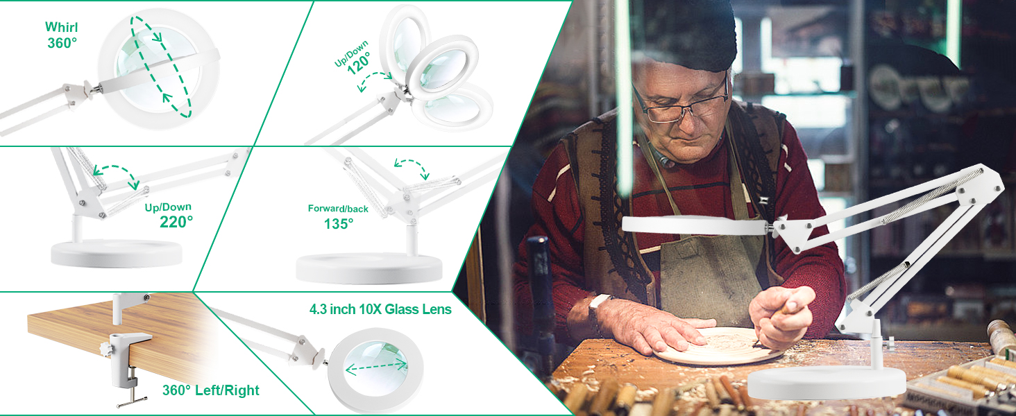 magnifying glass with light and stand