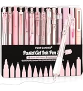 Four Candies 14Pack Pastel Gel Ink Pen Set,Cute Retractable 0.5mm Fine Point Pen,Note Taking Aest...