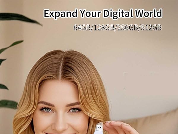 USB 3.0 Flash Drive for iPhone 256GB: MFi Certified 3in1 External Memory Photo Keeper Storage Stick