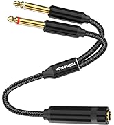 HOSONGIN 1/4 TRS Stereo Jack to Dual 1/4 TS Mono Y-Splitter Insert Cable, Nylon Braided Jacket Go...