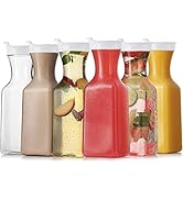 DilaBee Plastic Water Pitcher with Lid (32 Oz) Clear Carafe Pitchers for Drinks, Milk, Smoothie, ...
