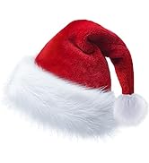 Christmas Hat,Santa Hat for Adults Xmas Holiday Hat Unisex Velvet Classic Fur Comfort Christmas N...