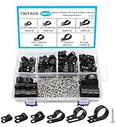 TWTADE 306PCS Black Cable Clamps Nylon Plastic R-Type 6 Sizes 3/16'' 1/4'' 3/8'' 1/2'' 3/4'' 1'' ...