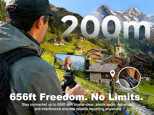 mic offers 656ft stable transmission for outdoor creators SONEVOX