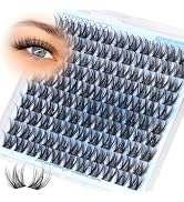 PHKERATA 12mm Wispy Lash Clusters Natural Cluster Eyelash Extensions DIY Individual Lashes C Curv...