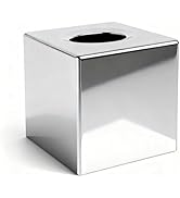 Homoyoyo Steel Square Tissue Box Cover Facial Tissue Holder Silver Square Tissue Holder for Bathr...