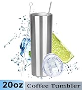 FristChoice 20 oz Skinny Tumbler with Lid and Straw,Stainless Steel Vacuum Insulated Tumbler Cup ...