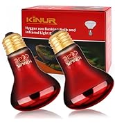 KINUR 75W Reptile Heat Lamp, E26 Bulb-Infrared Heat Emitter Red Heat Lamp for Reptile Amphibian, ...