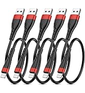 OIITH Short iPhone Charger Cable 5-Pack 1ft(12 Inch), [Apple MFi-Certified] 1 Foot iPhone Cable, ...