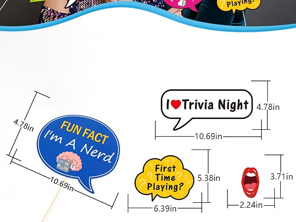 Trivia Night Photo Booth Props Pub Quiz Party Decorations