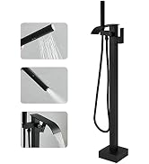 RUMOSE Tub Filler Freestanding Bathtub Faucet Matte Black Floor Mount Tub Faucet Waterfall Free S...