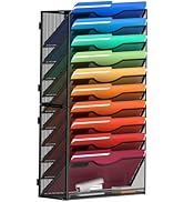 MINDEPOT 11 Tier Wall File Holder Hanging Wall Mount Paper File Organizer for Mails Folders Docum...