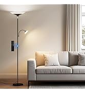 SIBRILLE Upgraded 2-in-1 Torchiere Floor Lamp, Dimmable Standing Lamp with Remote&amp;Touch Control, ...
