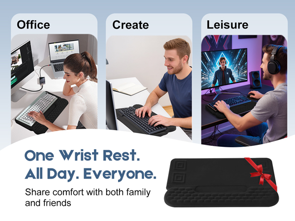 TEEYELLA Wrist Rest with Keyboard Stand, Ergonomic Keyboard Wrist Rest with Pens Storage