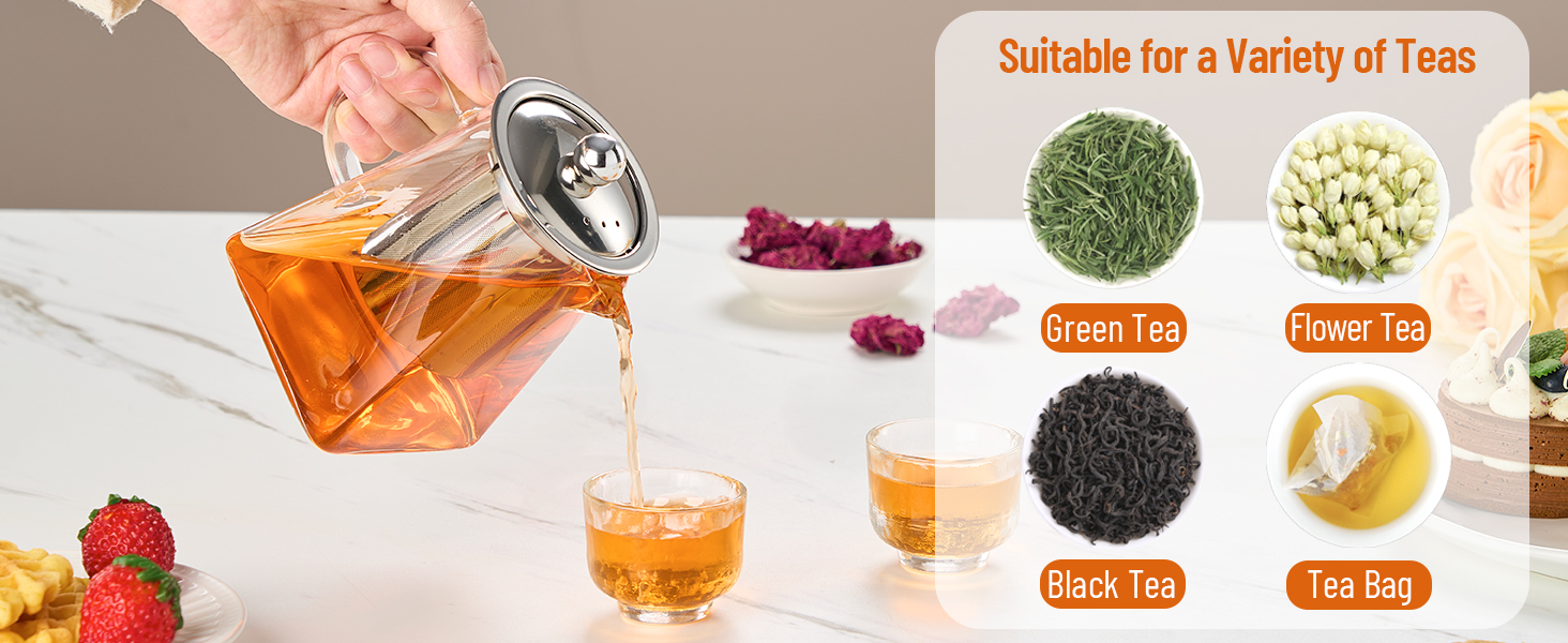 Tea pot with Removable 18/8 Stainless Steel Infuser