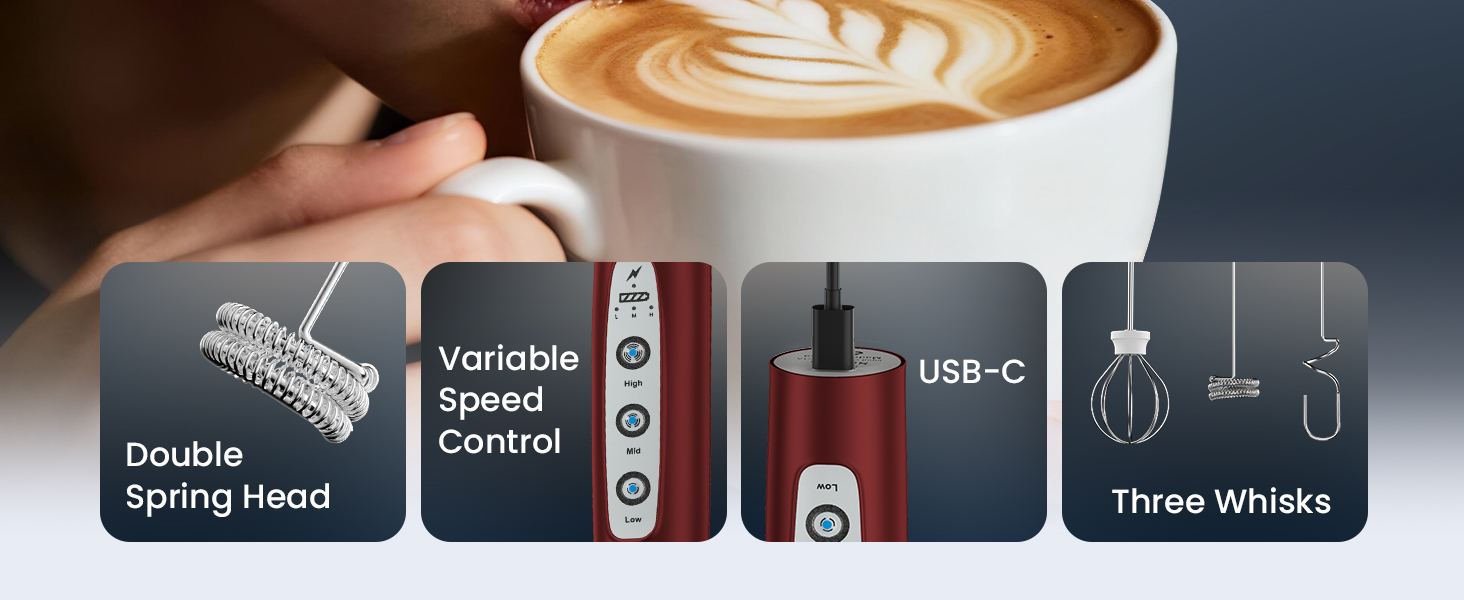 milk frothewand handheld rechargeable electric whisk drink mixer coffee hand mixer drink mixer