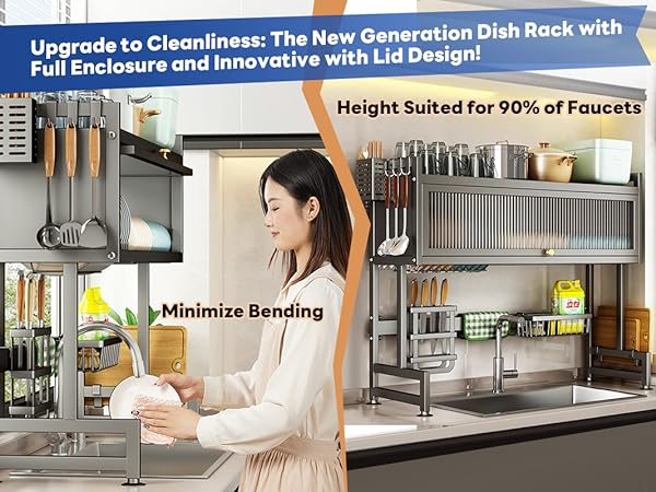  3-Tier Over The Sink Dish Drainer Drying Rack 