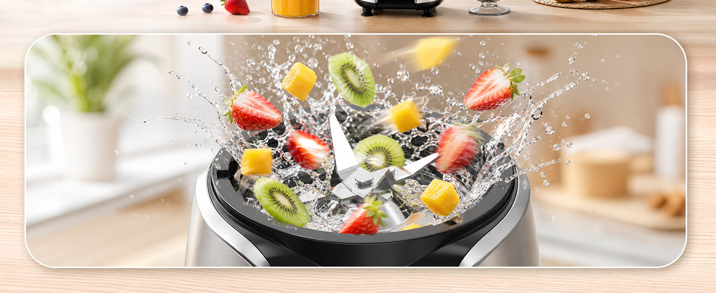 Load it up with dense whole foods like nuts, seeds, hard fruits, then push and blend your way
