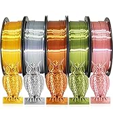 DO3D 1.75mm Silk PLA Filament 5 in 1 Bundle Pack, 5 Silk Metallic Shiny Colors: Gold/Silver/Coppe...