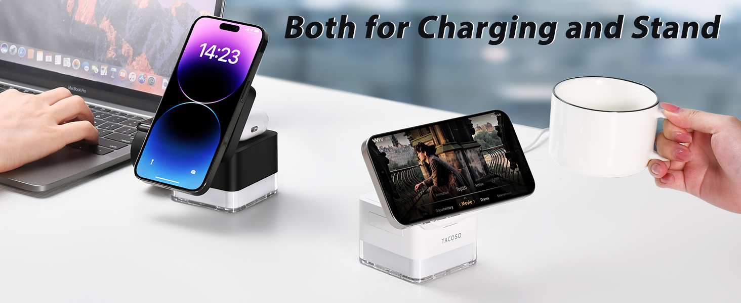 Wireless Charger Charging Station Cube 3 in 1 MagSafe Charger Stand for iPhone AirPods Apple Watch