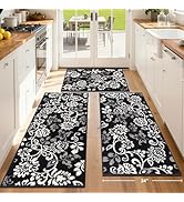 LOKHOM Boho Kitchen Rugs Sets of 3, Non Slip High-Low Textured Kitchen Mats for Floor with Rubber...