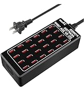 24-Port 100 watt (20 A) USB Charging Station, Travel Desktop USB Rapid Charger, Multi Ports Fast ...