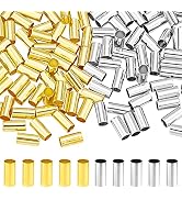 PH PandaHall 160pcs Tube Spacer Beads, 10mm Ring Macrame Beads Column Straight Beads Smooth Loose...