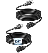 DEWENWILS Extension Cord 15ft, 14/3 SJTW Weatherproof Power Cable for Indoor Outdoor Use, 3 Prong...