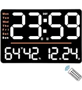 SZELAM Digital Wall Clock,15.6 in LED Wall Clocks Large Display,with 2 Alarm,Remote Control,Date/...