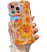 XIZYO Case for iPhone 16 Pro, Colorful Retro Oil Painting Flower Cute Floral Aesthetic Curly Wave...