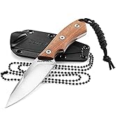 DURATECH Compact Fixed Blade Knife, 6-inch Neck Knife, 3-inch Blade, Full Tang, Wood Handle with ...