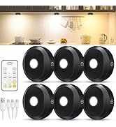 WILLED Under Cabinet Lighting Wireless,Rechargeable Puck Lights with Remote Control,Battery Tap L...