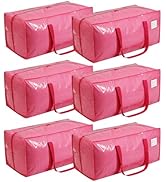 VTSVTS 6 Pack Jelly Pink Large Moving Bags, Heavy Duty Storage Bags with Side Handle &amp; Tag Pocket...
