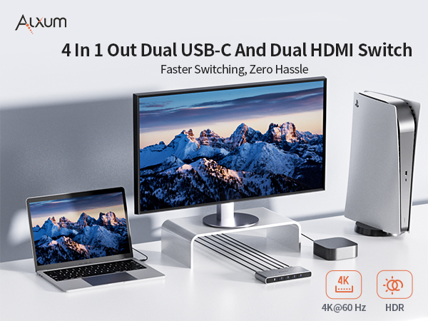 type c hdmi splitter 4 in 1 out