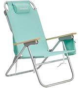 SUNNYFEEL High Back Folding Beach Chair, Tall Beach Chair with 3 Reclining Position, Portable Cam...