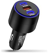 USB C Car Charger, 3-Port Super Fast Charging Cigarette Lighter Adapter for iPhone 17e Pro/Air/16...