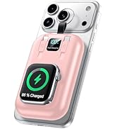 Magnetic Portable Charger 10000mAh,22.5W USB C Fast Charging Wireless Power Bank with Built-in Ca...