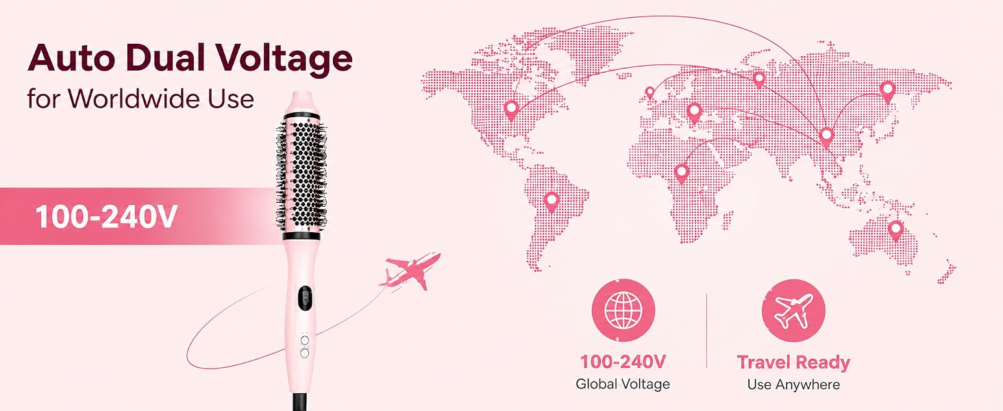 Dual Vlotage Travel Thermal Round Brush