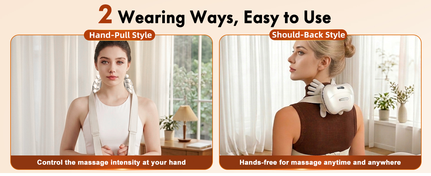 Wireless Neck Massager with Heat, Rechargeable Shiatsu Neck and Shoulder Massage