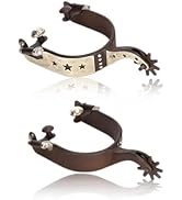 KUIDAMOS 1Pair Horse Spurs, Retro Carbon Steel Western Style Spur with Hand Carved Decoraation Si...