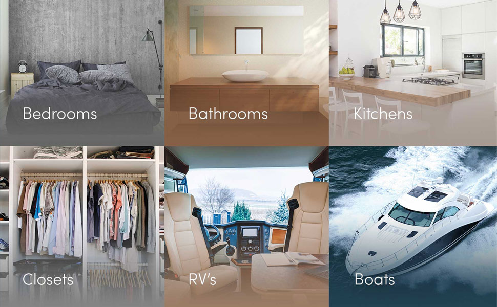 Perfect for bedrooms, bathrooms, kitchens, closets, RVs, and boats.