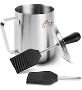 HOTEC Stainless Steel 304 Basting Pot with Brush, Silicone Grill Barbeque Basting Brushes for Sau...