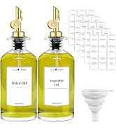 Olive Oil Dispenser Bottle for Kitchen, Glass Cooking Oil and Vinegar Dispenser Set, Olive Oil Co...
