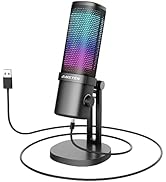 ANSTEN Gaming Mic, USB Condenser Microphone for PC/PS4/PS5/ Mac, RGB, Mute Touch, Pop Filter, Gai...