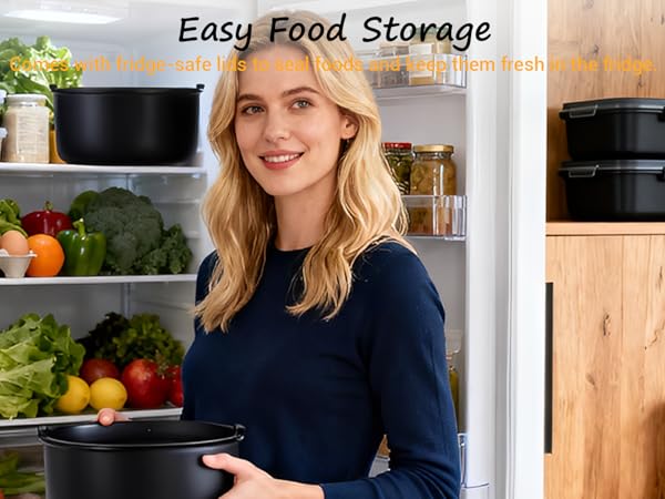 Ceramic Pots and Pans Set with Fridge-safe Lids